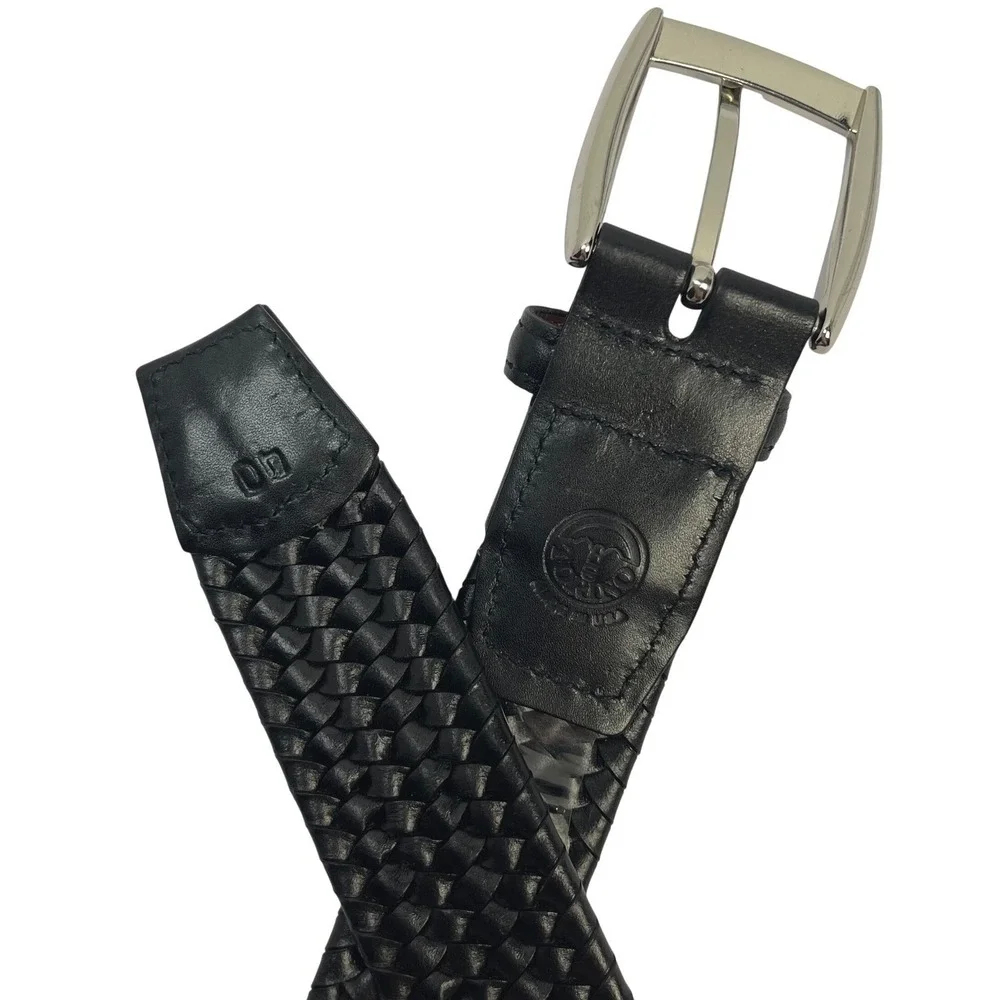 Torino Mens Woven Belt Cotton Elastic‎ Stretch Black Sz 40 Leather USA Made
